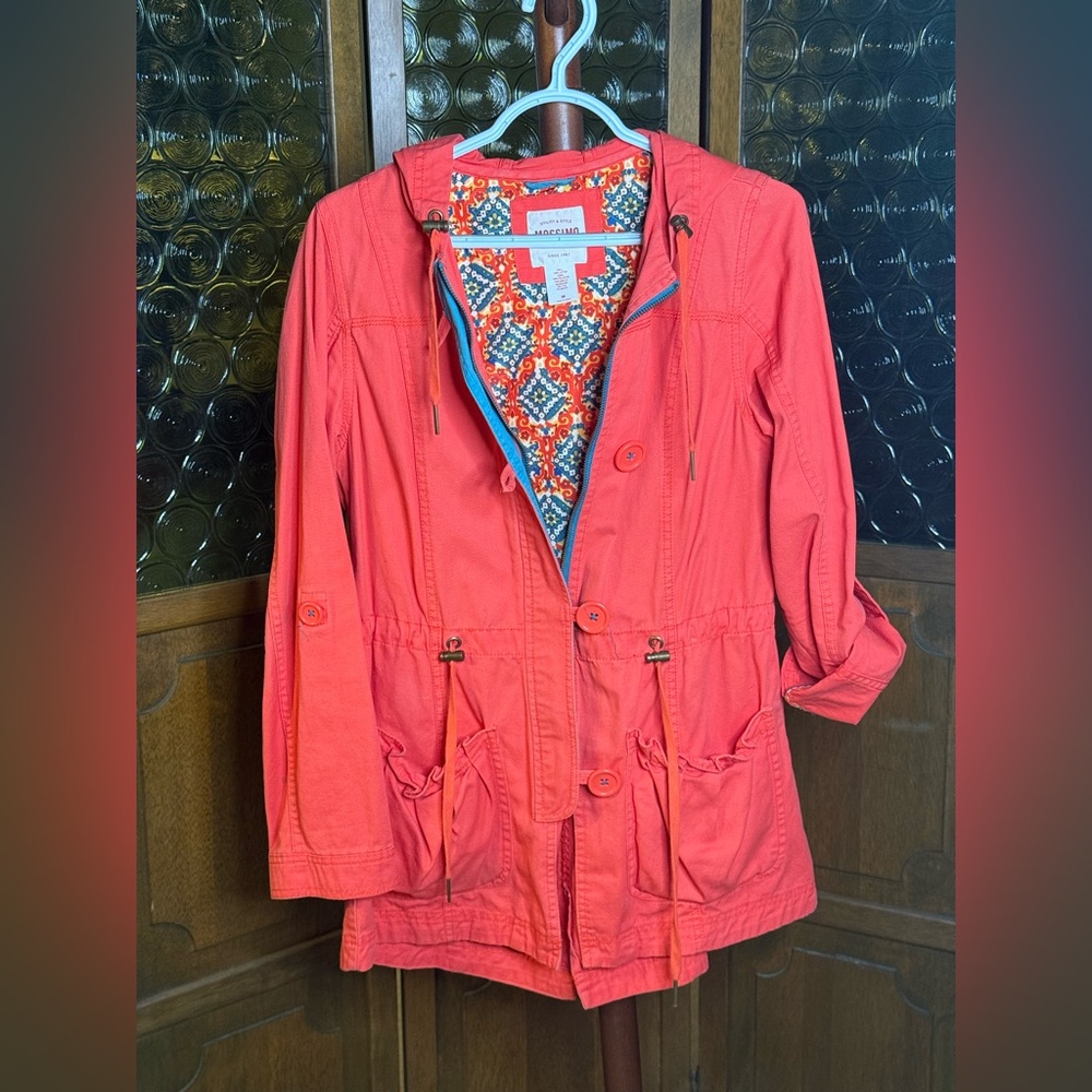 Xhilaration Red Utility Jacket with Floral Lining